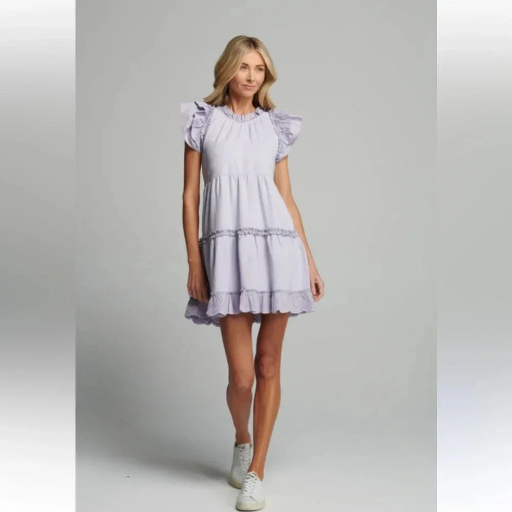 sundays Lavender Ruffle Sleeve Dress size S